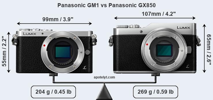 Size Panasonic GM1 vs Panasonic GX850