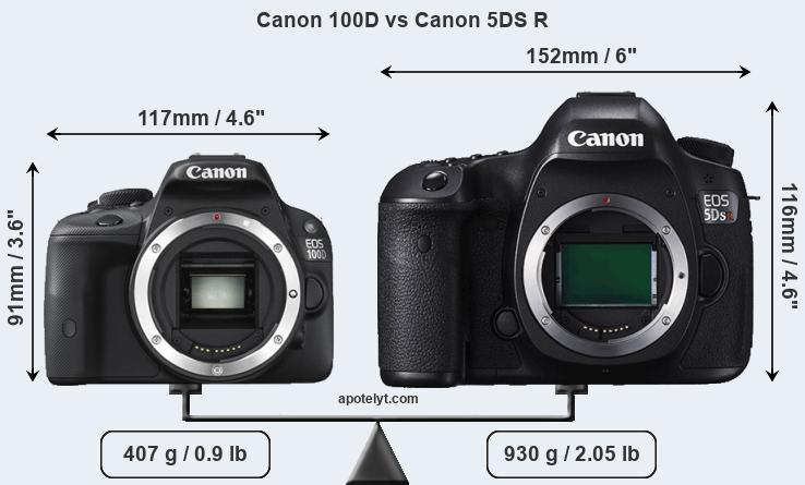 Size Canon 100D vs Canon 5DS R