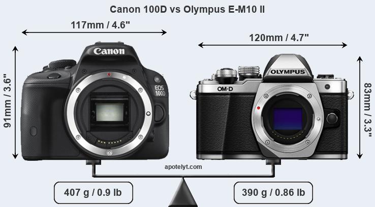 Size Canon 100D vs Olympus E-M10 II