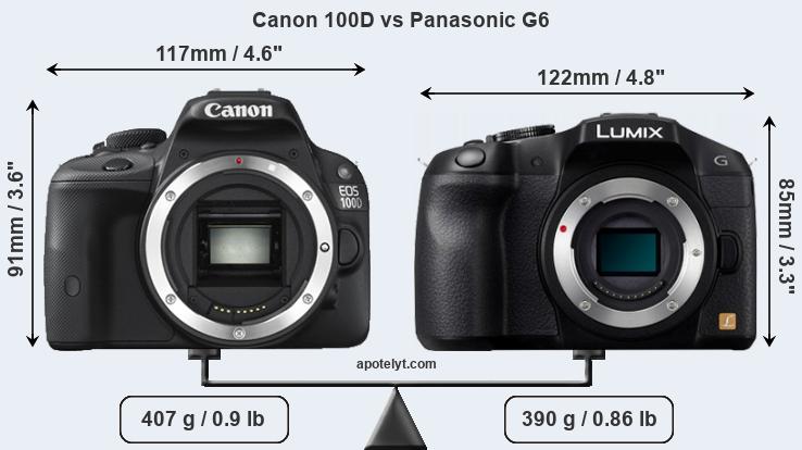 Size Canon 100D vs Panasonic G6