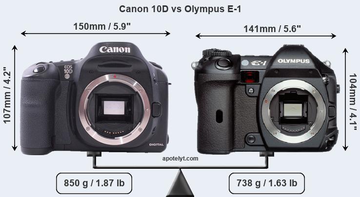 Size Canon 10D vs Olympus E-1