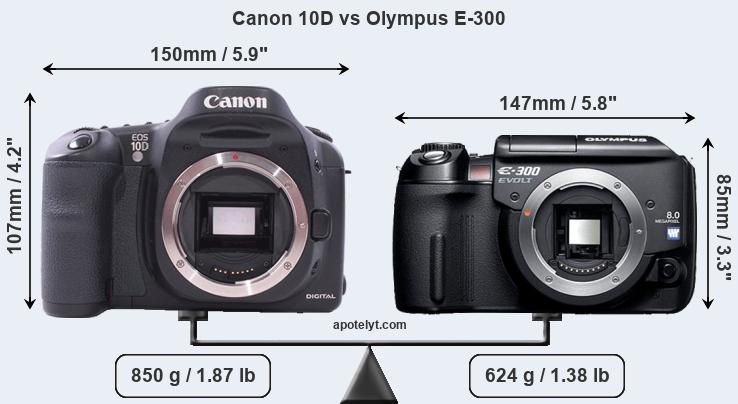 Size Canon 10D vs Olympus E-300