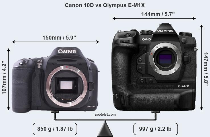 Size Canon 10D vs Olympus E-M1X
