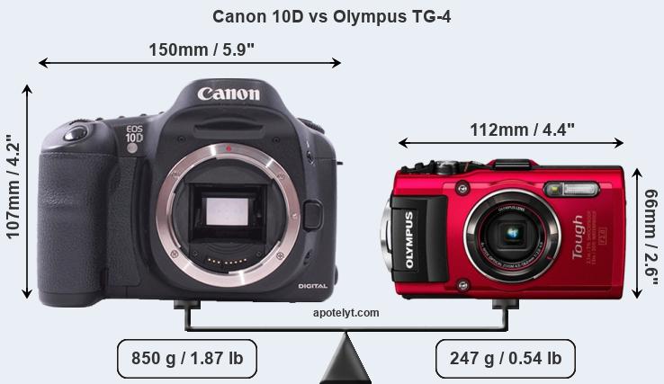 Size Canon 10D vs Olympus TG-4