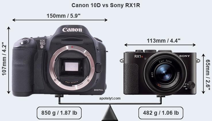 Size Canon 10D vs Sony RX1R
