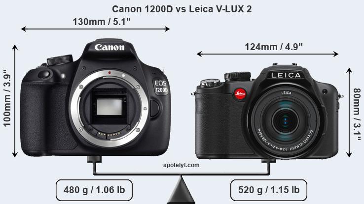 Size Canon 1200D vs Leica V-LUX 2