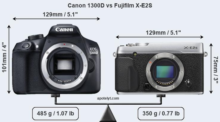 Size Canon 1300D vs Fujifilm X-E2S