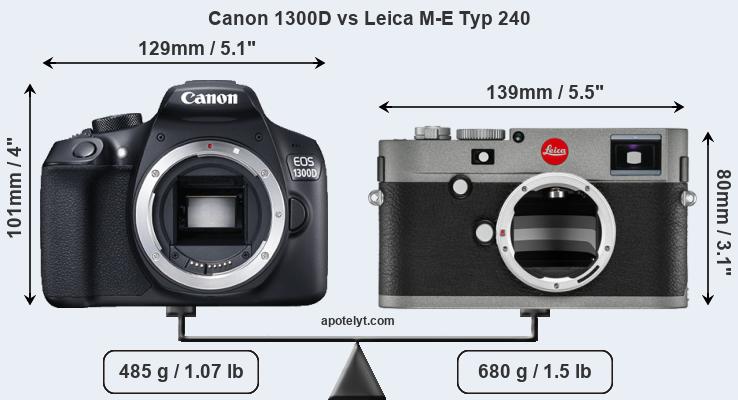 Size Canon 1300D vs Leica M-E Typ 240