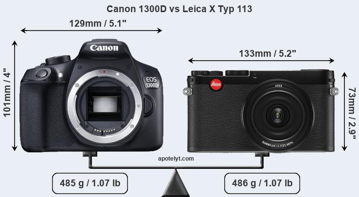 Size Canon 1300D vs Leica X Typ 113