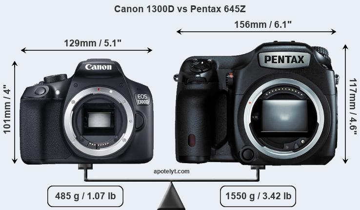 Size Canon 1300D vs Pentax 645Z