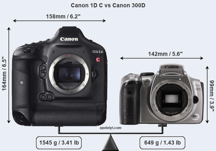 Size Canon 1D C vs Canon 300D