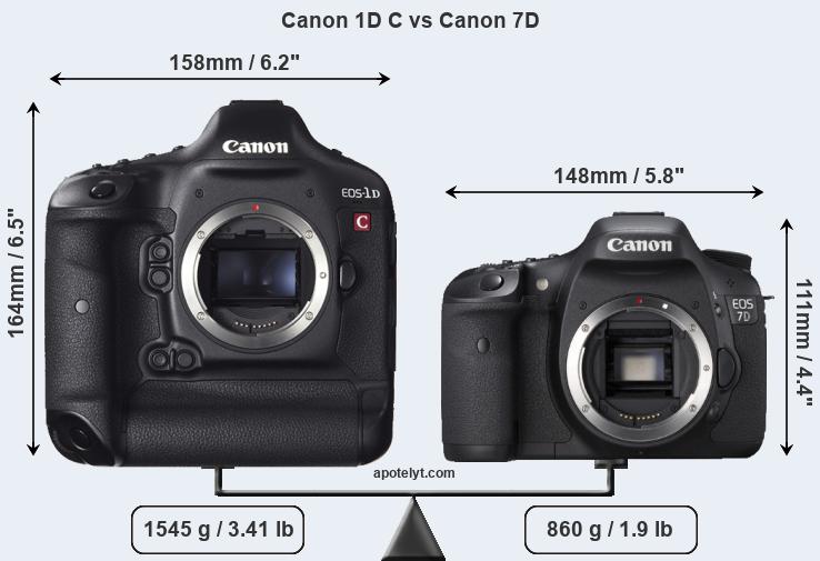 Size Canon 1D C vs Canon 7D