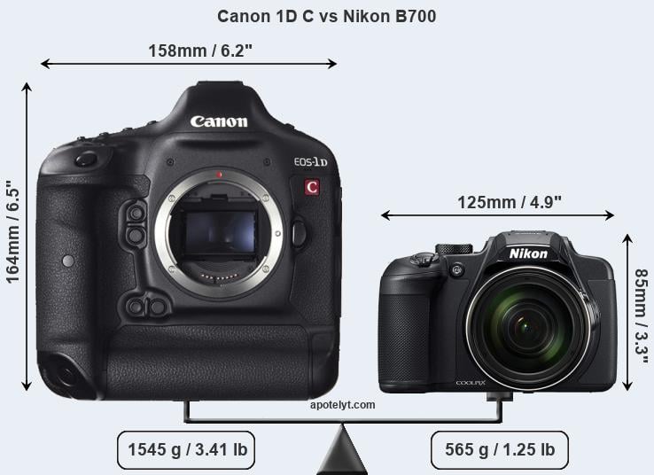 Size Canon 1D C vs Nikon B700