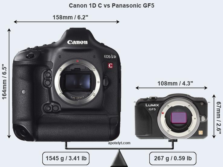 Size Canon 1D C vs Panasonic GF5