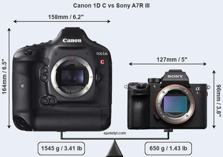 Size Canon 1D C vs Sony A7R III