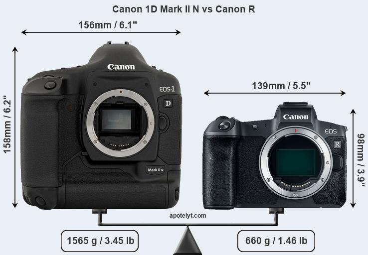 Canon EOS-1D Mark II N versus Canon EOS R front.