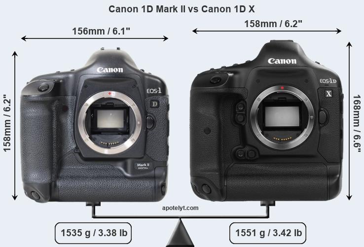 Size Canon 1D Mark II vs Canon 1D X