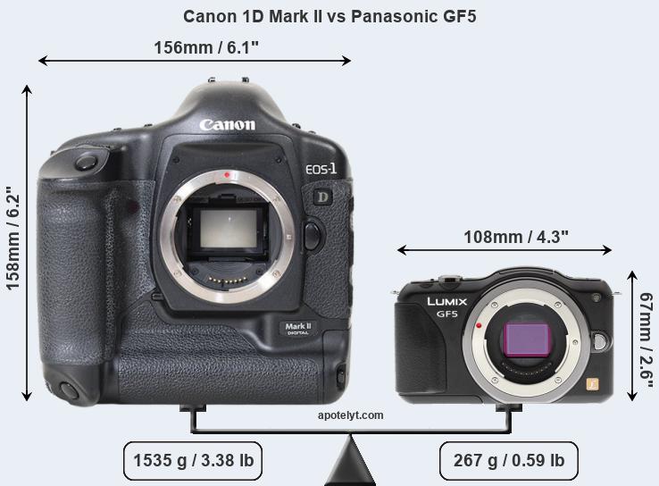 Size Canon 1D Mark II vs Panasonic GF5