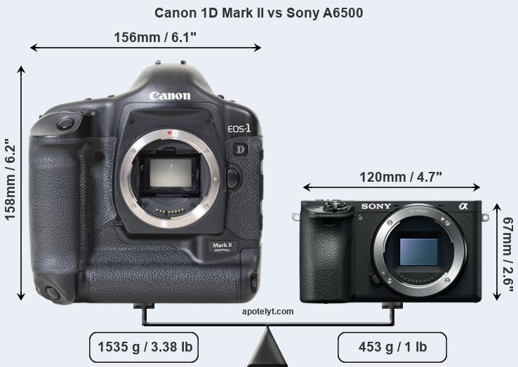 Size Canon 1D Mark II vs Sony A6500