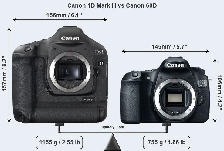 Size Canon 1D Mark III vs Canon 60D