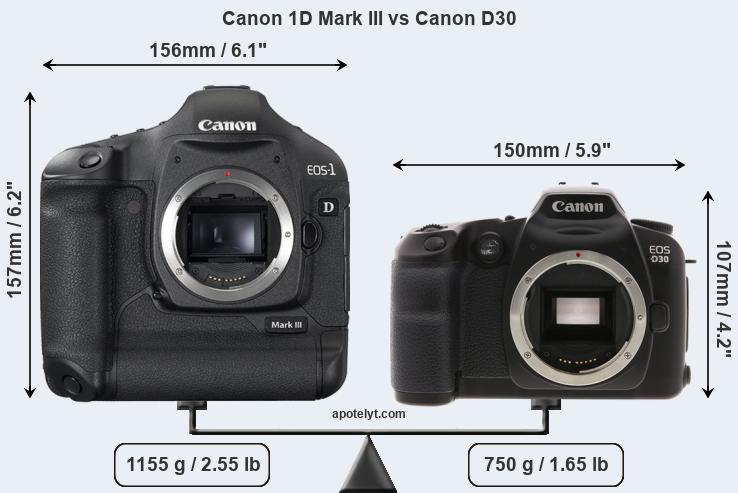 Size Canon 1D Mark III vs Canon D30