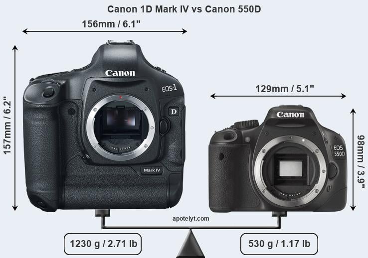 Size Canon 1D Mark IV vs Canon 550D