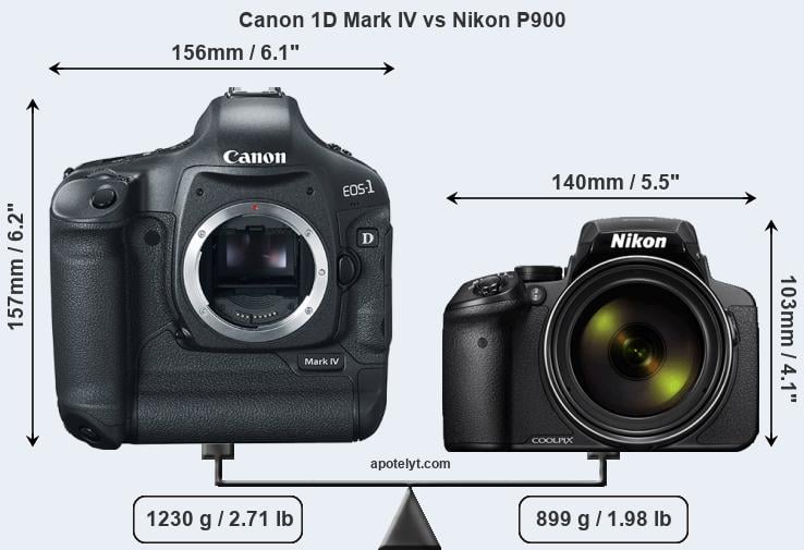 Size Canon 1D Mark IV vs Nikon P900