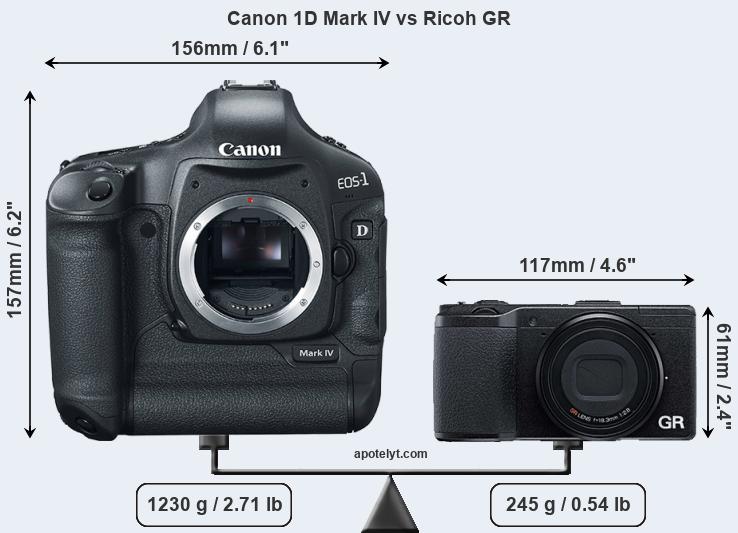 Size Canon 1D Mark IV vs Ricoh GR