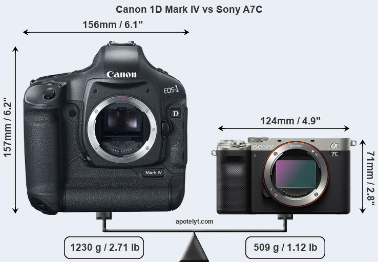 Size Canon 1D Mark IV vs Sony A7C