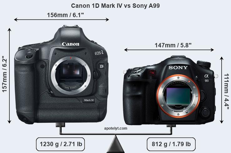 Size Canon 1D Mark IV vs Sony A99