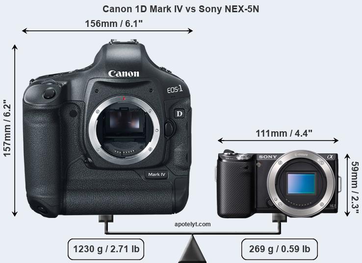Size Canon 1D Mark IV vs Sony NEX-5N