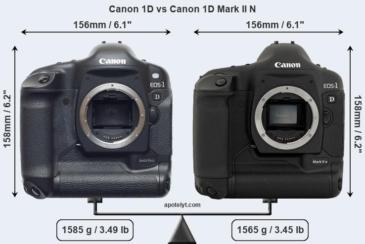 Size Canon 1D vs Canon 1D Mark II N