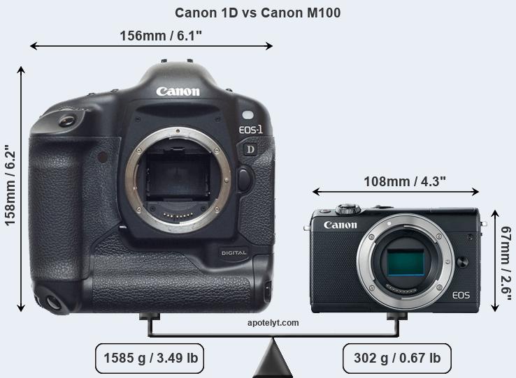 Size Canon 1D vs Canon M100