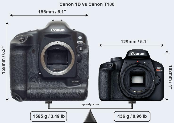 Size Canon 1D vs Canon T100