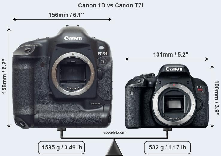 Size Canon 1D vs Canon T7i
