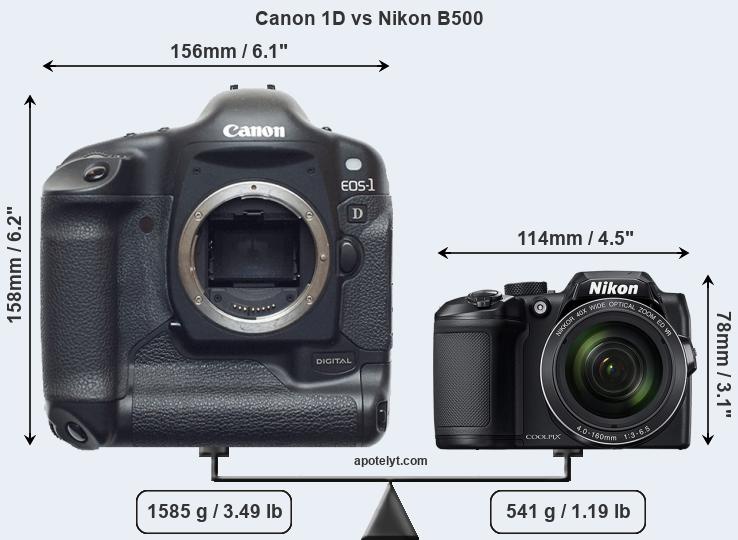 Size Canon 1D vs Nikon B500