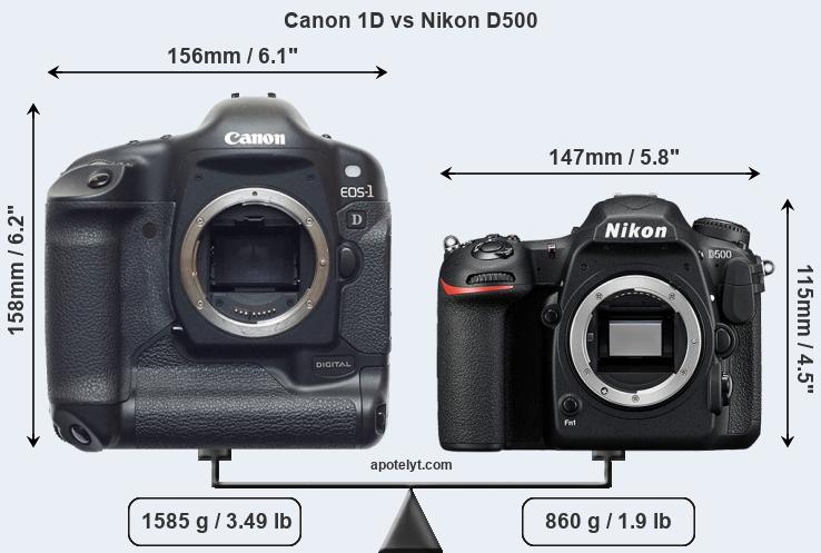 Size Canon 1D vs Nikon D500
