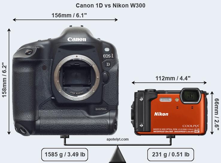 Size Canon 1D vs Nikon W300