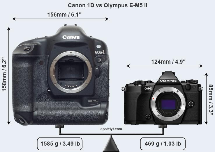 Size Canon 1D vs Olympus E-M5 II