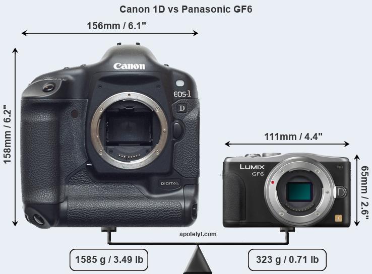 Size Canon 1D vs Panasonic GF6