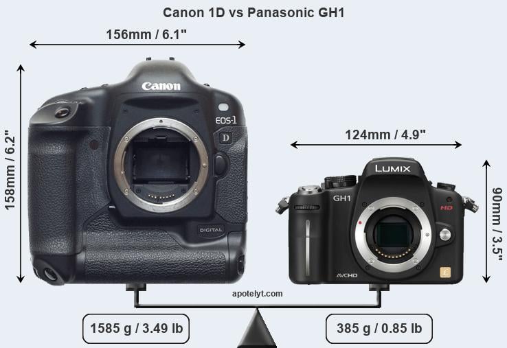 Size Canon 1D vs Panasonic GH1