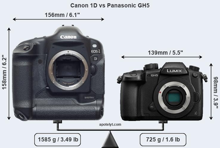 Size Canon 1D vs Panasonic GH5