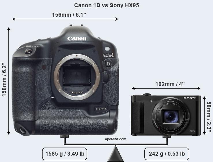 Size Canon 1D vs Sony HX95