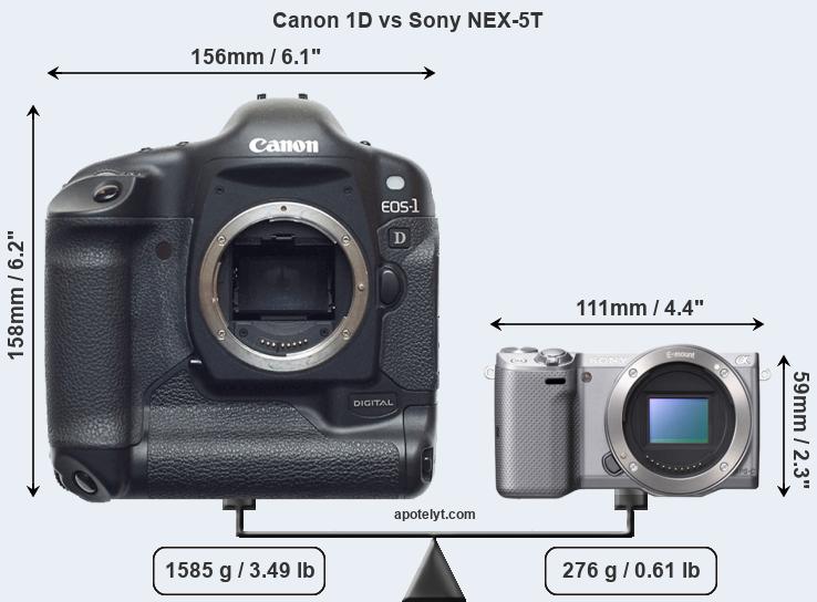 Size Canon 1D vs Sony NEX-5T