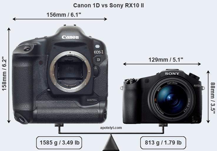 Size Canon 1D vs Sony RX10 II