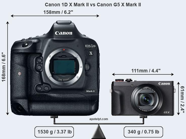 Size Canon 1D X Mark II vs Canon G5 X Mark II