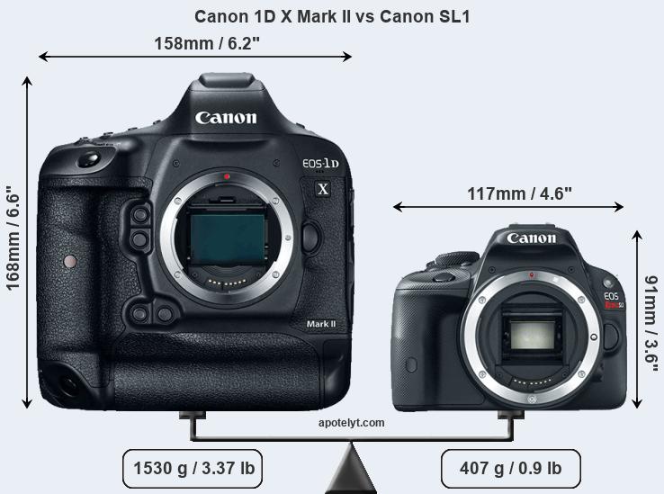 Size Canon 1D X Mark II vs Canon SL1