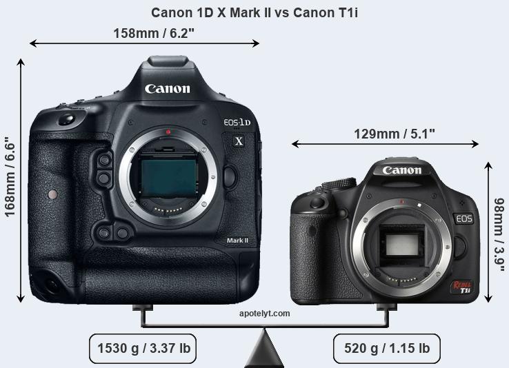 Size Canon 1D X Mark II vs Canon T1i