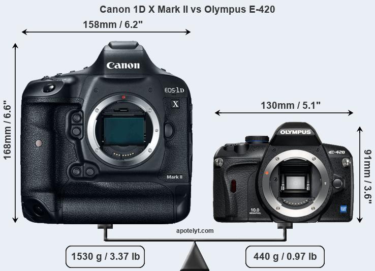 Size Canon 1D X Mark II vs Olympus E-420