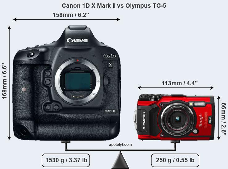 Size Canon 1D X Mark II vs Olympus TG-5